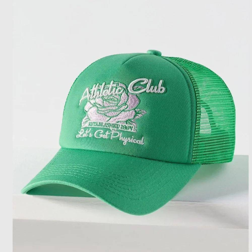 Anthropologie Green Athletic Club Trucker Hat--adult-unisex-New with tags green